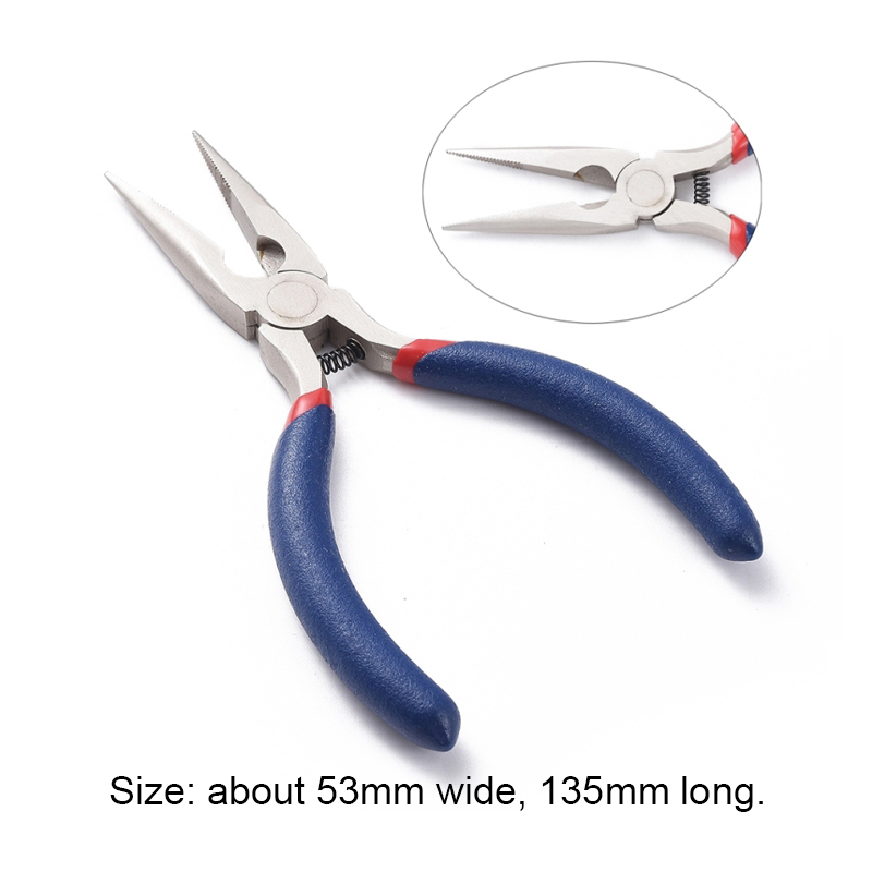 Jewelry Pliers, #50 Steel(High Carbon Steel) Round Nose Pliers, Midnight  Blue, 125x85mm