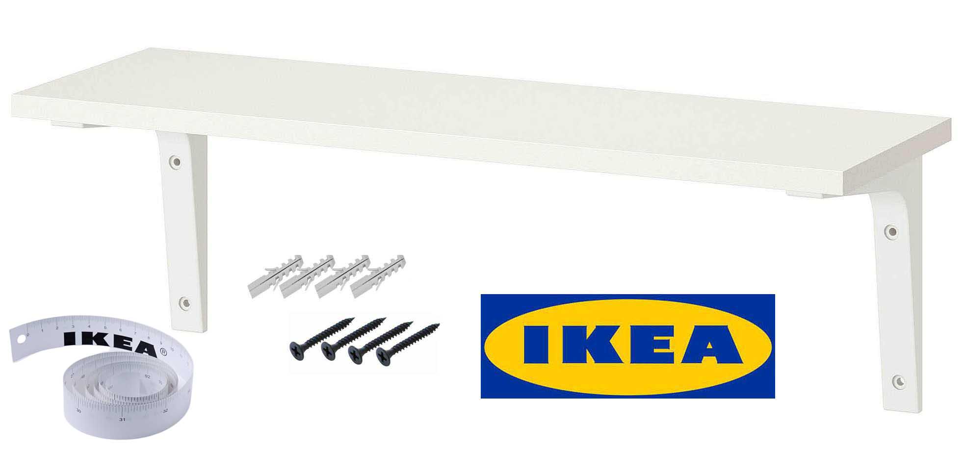 IKEA EKBY STODIS SIBBHULT BURHULT  ชั้นวางของพร้อมฉากคู่ สกรูฟุก บรรทัด ikea 1ชุด