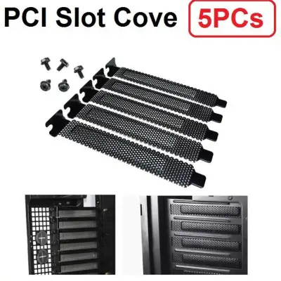 เหล็กปิดช่อง PCI หลัง ATX Case แบบตาข่าย 5Pcs/lot Black Hard Steel Dust Filter Blanking Plate PCI Slot Cover w/ Screws