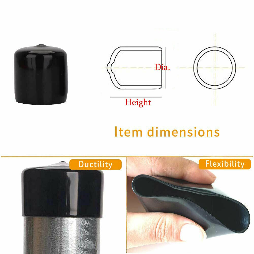 thumbnail image 2 of Vinyl Rubber Round End Caps – Universal Fit For Pipes, Tubes, Hubs – Thread Protectors 2 of 3