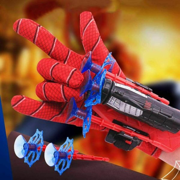 QUEZHUANG7482 Hot Quà tặng Người hùng người nhện Đồ chơi cổ tay Găng tay trang phục Game bắn súng trên web Đồ chơi phóng đại Máy bay phi tiêu