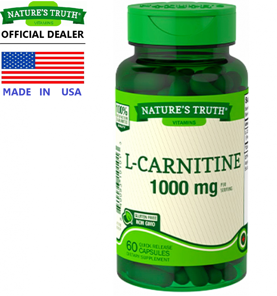 Nature’s Truth L-Carnitine 1000 mg/s x 60 เม็ด เนเจอร์ทรูทร์ แอล-คาร์นิทีน กรดอะมิโน คาร์นิทีน ไขมันเป็นพลังงาน / กินพร้อมกับ แอปเปิ้ลไซเดอร์ บีซีเอเอ ชาเขียวสกัด ไคโตซาน การ์ซีเนีย ส้มแขก สารสกัดถั่วขาว โปรไบโอติกส์ น้ำมันปลา /