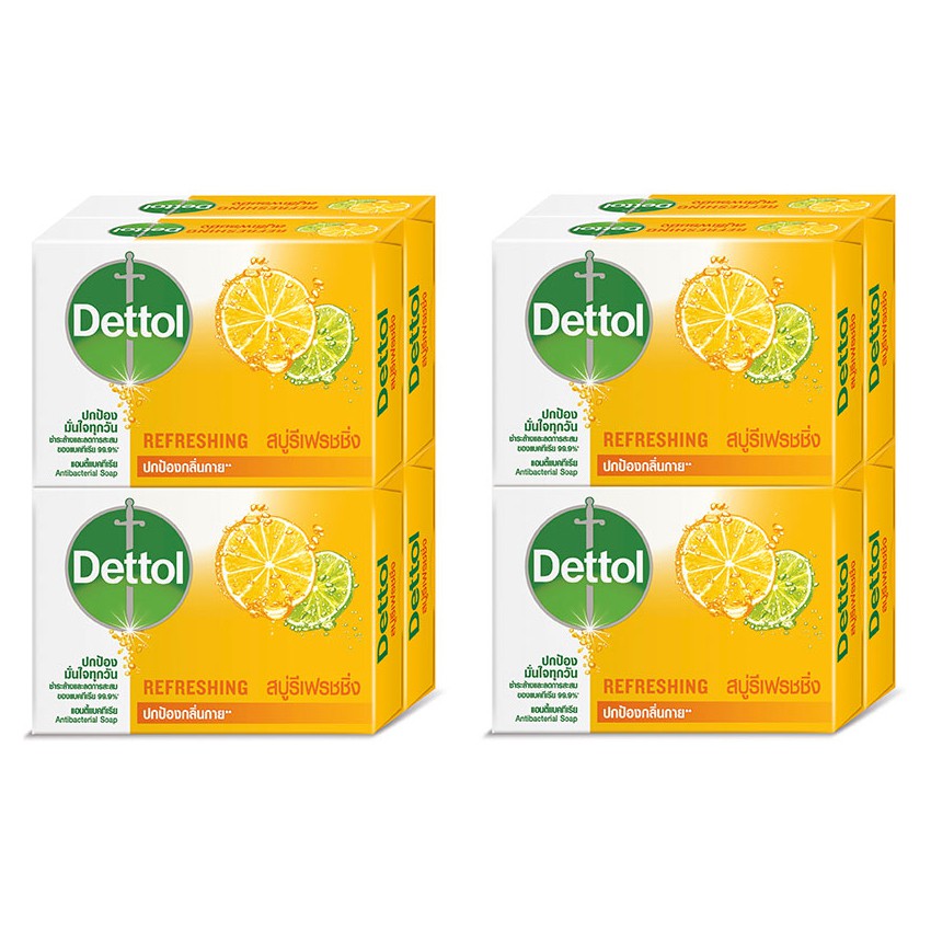 ร้านไทย ส่งฟรี DETTOL เดทตอล สบู่รีเฟรชชิ่ง 100 กรัม x 2 (แพ็ค 4 ก้อน) เก็บเงินปลายทาง