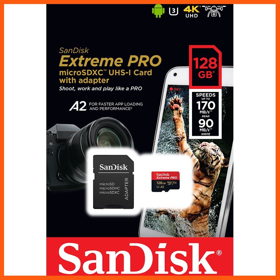 ✨✨#BEST SELLER🎉🎉 SanDisk Extreme Pro microSDXC 128GB A2 (SDSQXCY_128G_GN6MA) ความเร็วสูงสุด อ่าน 170MB/s เขียน 90MB/s อุปกรณ์จัดเก็บข้อมูล (STORAGE & MEMORY CARD ) STORAGE MEMORY CARD อุปกรณ์จัดเก็บข้อมูล Memory Card เม็มโมรี่การ์ด Compact Flash