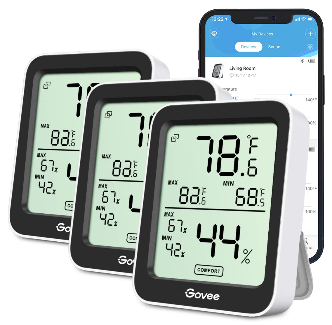 Govee Hygrometer Thermometer H5074 Bundle with Govee Hygrometer Thermometer  H5075