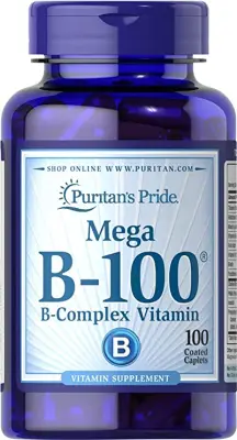 Mega B-100 B-Complex Vitamin Timed Release ( Puritan's Pride ) วิตามินบี ขนาด 100 เม็ด Exp. 02/2024