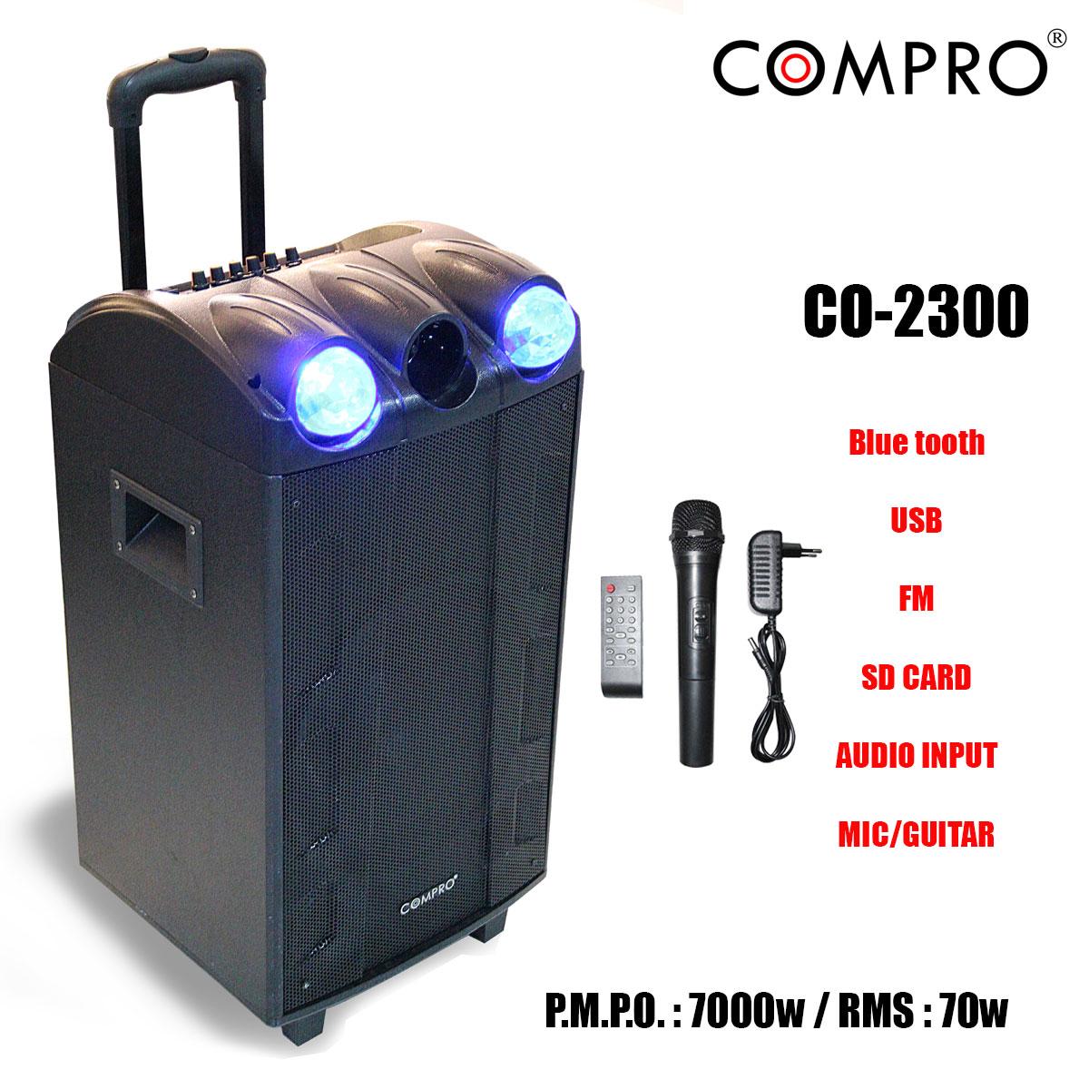 compro CO-2300 (สินค้าพร้อมส่ง)  ลำโพงล้อลาก ขนาด 12 นิ้ว 7000 W