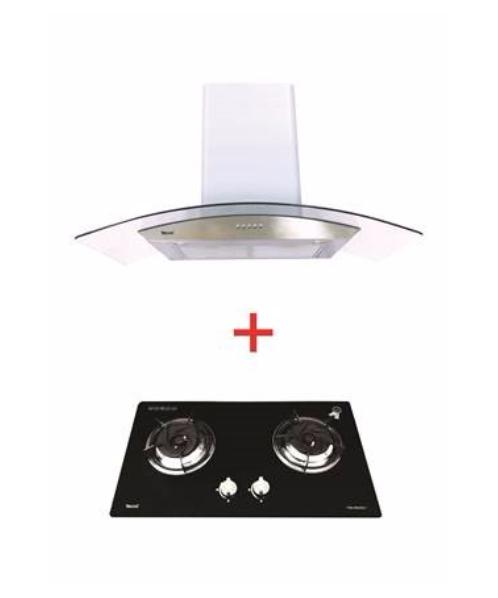 TECNOGAS ชุดเซ็ทเครื่องดูดควัน พร้อมเตาแก๊สแบบฝัง  TNS EHP 90GS - E2G สแตนเลส