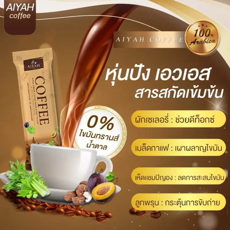 ภาพสินค้าAIYAH COFFEE กาแฟไอยา กาแฟคุมหิว กาแฟผัก อิ่มนาน ไม่มีน้ำตาล ลดไขมัน ลดสัดส่วน ขับถ่ายดี จากร้าน Healthy Slim Shop บน Lazada ภาพที่ 6