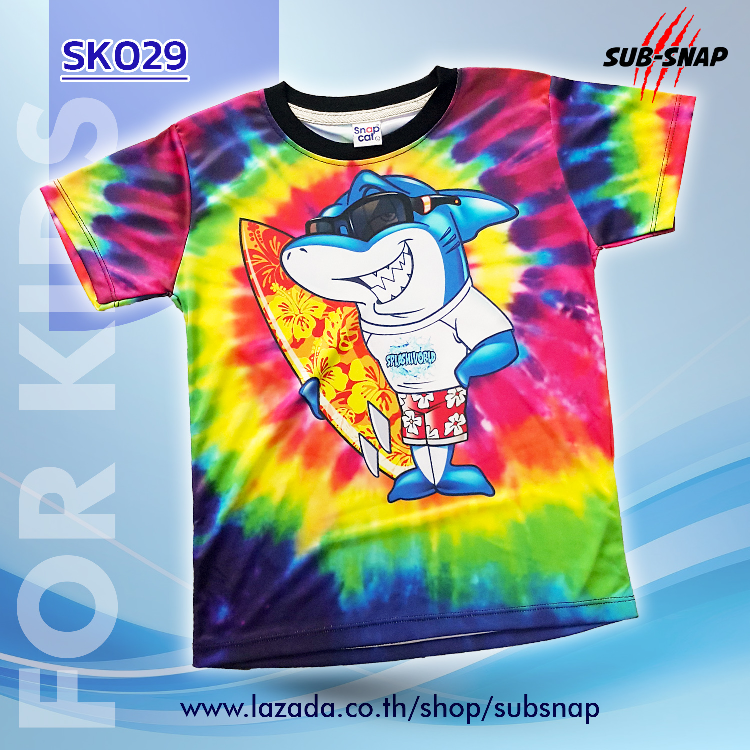 SnapCat SK029 เสื้อยืดคอกลม เด็กอายุ 4-10 ปี,เสื้อผ้าแฟชั่น มัดย้อม  เสื้อยืดแฟชั่น เสื้อยืดพิมพ์ลาย