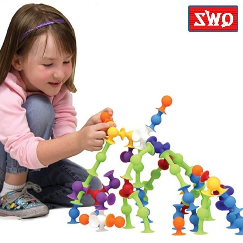 ☎ 2022 New QWZ Soft Building Blocks Kids DIY Pop Sucker Funny Silicone