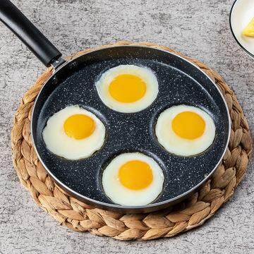 Gdworld สี่หลุมกระทะทำออมเล็ตสำหรับไข่แฮมแพนเค้ก Maker กระทะสำหรับทอด Creative Non-Stick ไม่มีน้ำมันควันอาหา