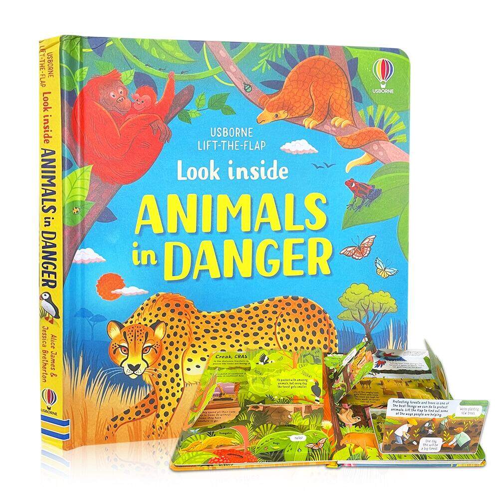 หนังสือเด็ก Usborne หนังสือ Look Inside Animals In Danger Lift The Flap ...