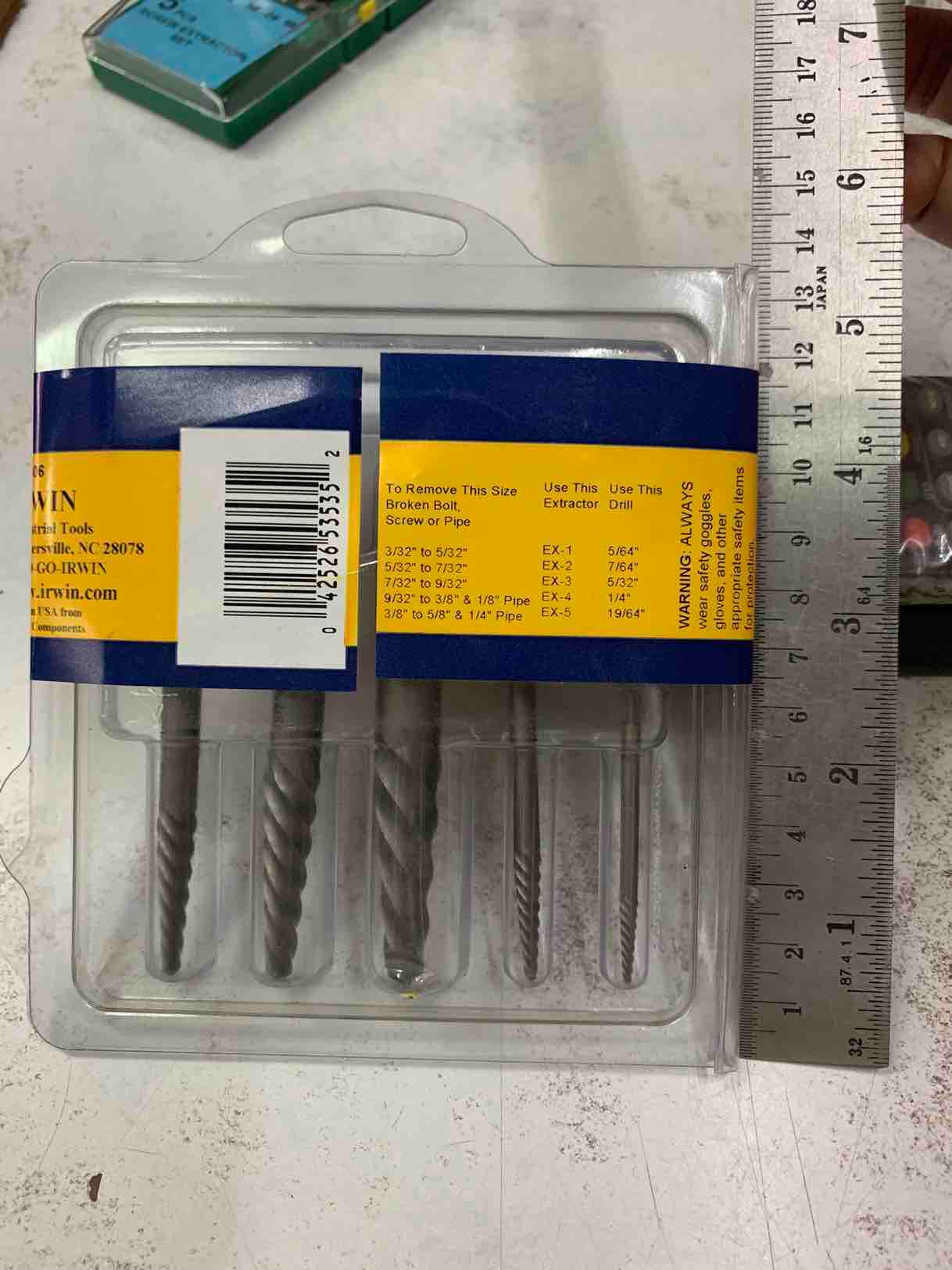 IRWIN ชุดถอนเกลียวซ้าย 5ตัวชุด ยี่ห้อ IRWIN แท้! Spiral flute extractor