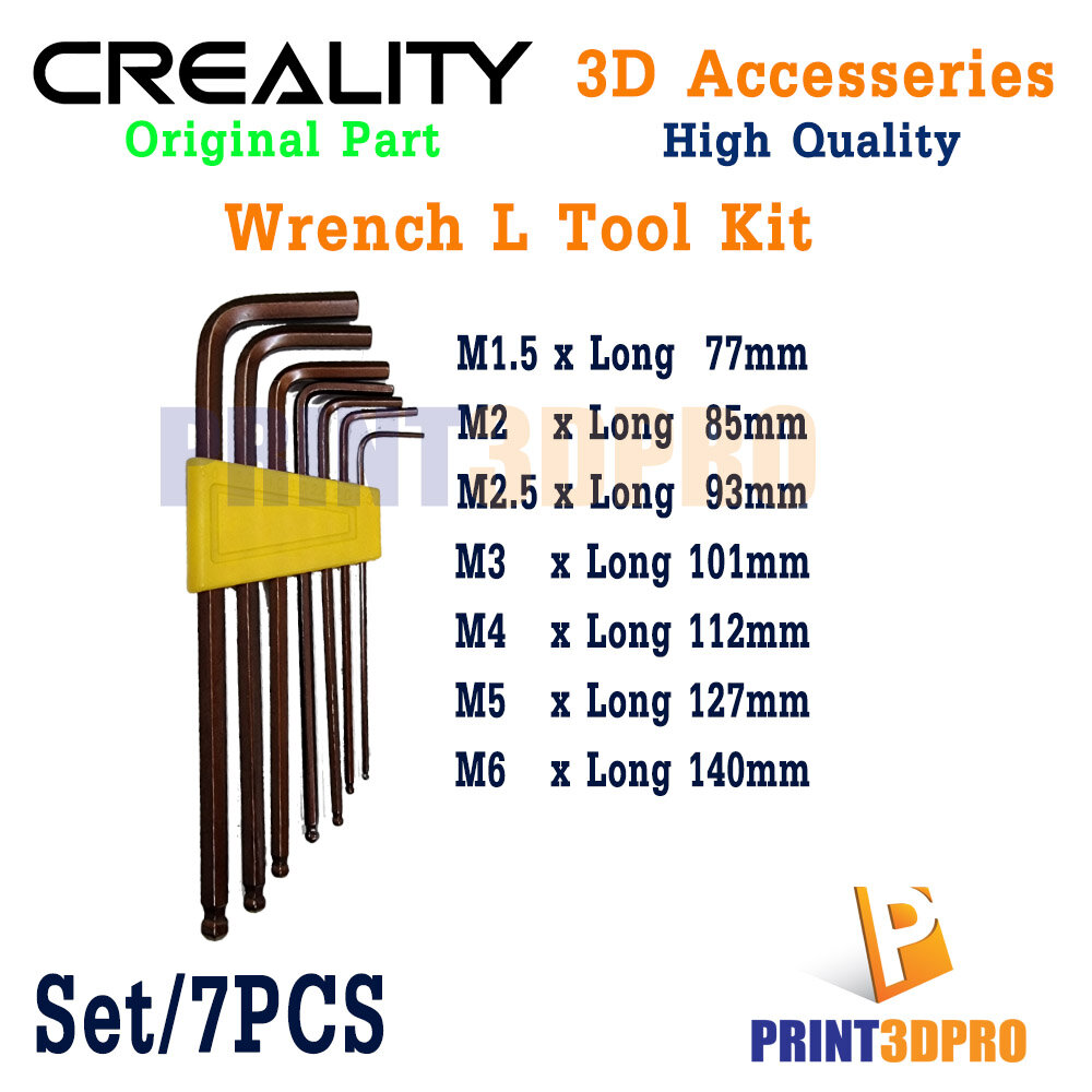 Creality High Quality Wrench L Tool Kit Set 7pcs M1.5,M2,M2.5,M3,M4,M5,M6 Set 7pcs