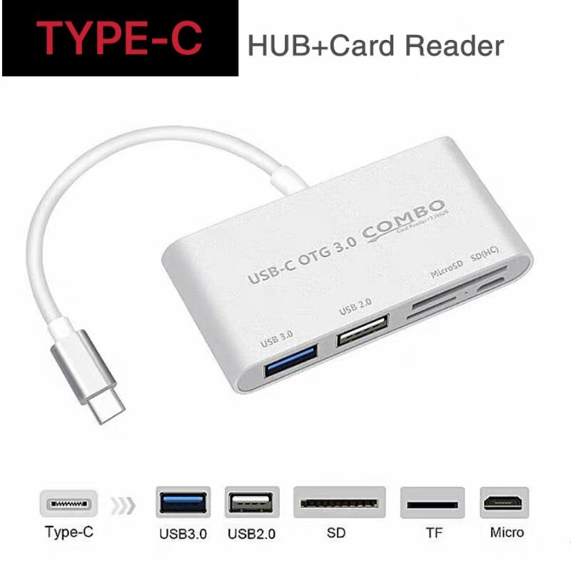 OTG Type C 3.1 To USB 3.0 2.0 Micro SD TF Card Reader HUB AIuminum Adapter For Android Phone
