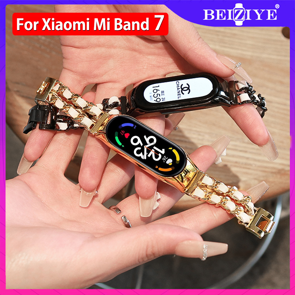 MiBand 7 สาย สำหรับ Xiaomi Mi Band 7 สายหนังสายรัดสแตนเลสของ สาย Mi