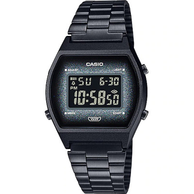 Casio นาฬิกาข้อมือผู้หญิง สีรมดำ กลิตเตอร์ สายสแตนเลส รุ่น B640WBG-1B ของแท้ประกันศูนย์