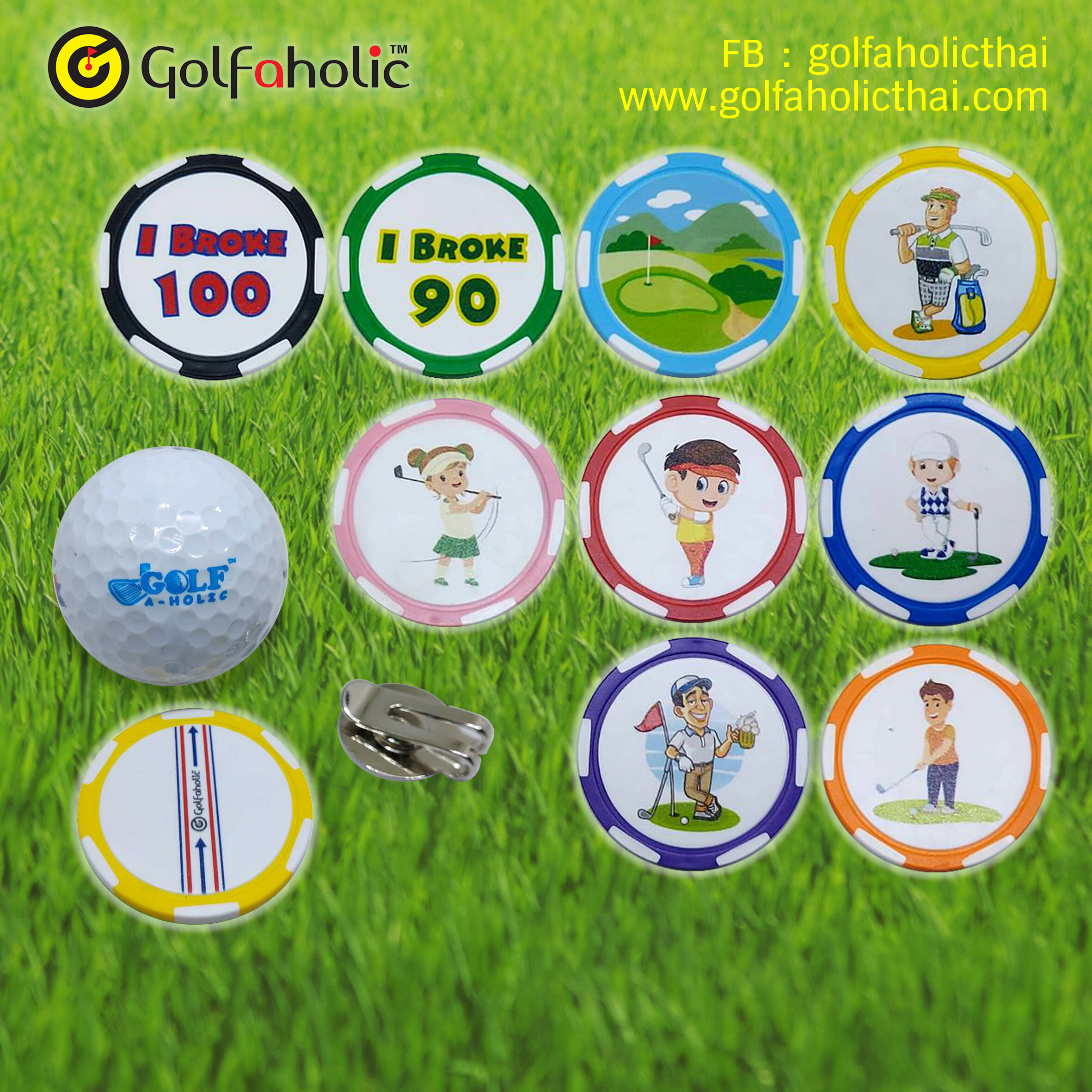 Golfaholic - Golf Ball Marker Casino Chip - กอล์ฟบอลมาร์คเกอร์ คาสิโนชิพ