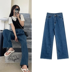 ภาพหน้าปกสินค้าGirls jeans 【S/M/L/XL】สาวยีนส์ กางเกงยีนส์สบาย ๆ กางเกงขากว้าง กางเกงฤดูร้อน สวมใส่สบายมาก ที่เกี่ยวข้อง