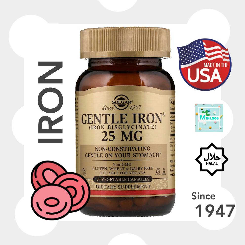 [ ธาตุเหล็ก (25 มก) ] Solgar, Gentle Iron , 25 mg x 90 แคปซูล | Lazada ...