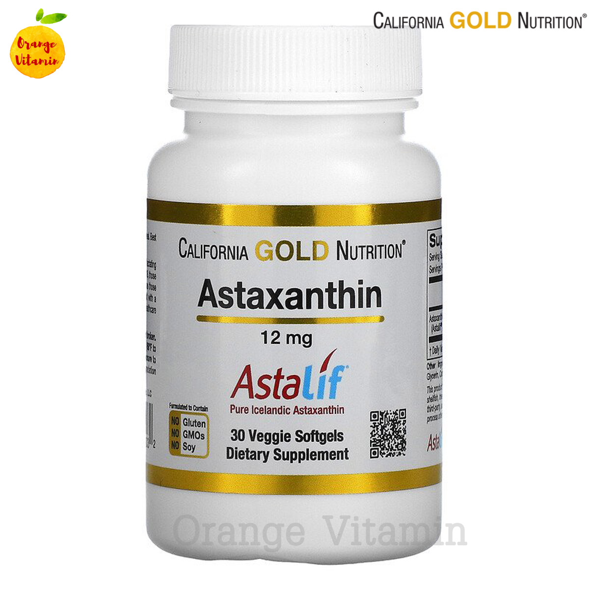 แอสต้าแซนธิน สารสกัดจากสาหร่ายสีแดง California Gold Nutrition, Astaxanthin, Natural, 12 mg, 30 Veggie Softgels  แอสต้าแซนธีน แอสต้าแซนทีน สาหร่ายสีแดง