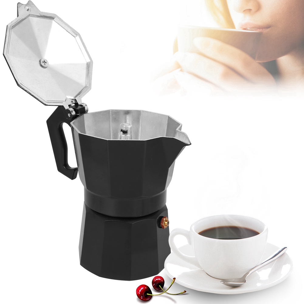 {COD}กาต้มกาแฟอลูมิเนียมขนาด 3 ถ้วย Moka Express Stovetop Espresso