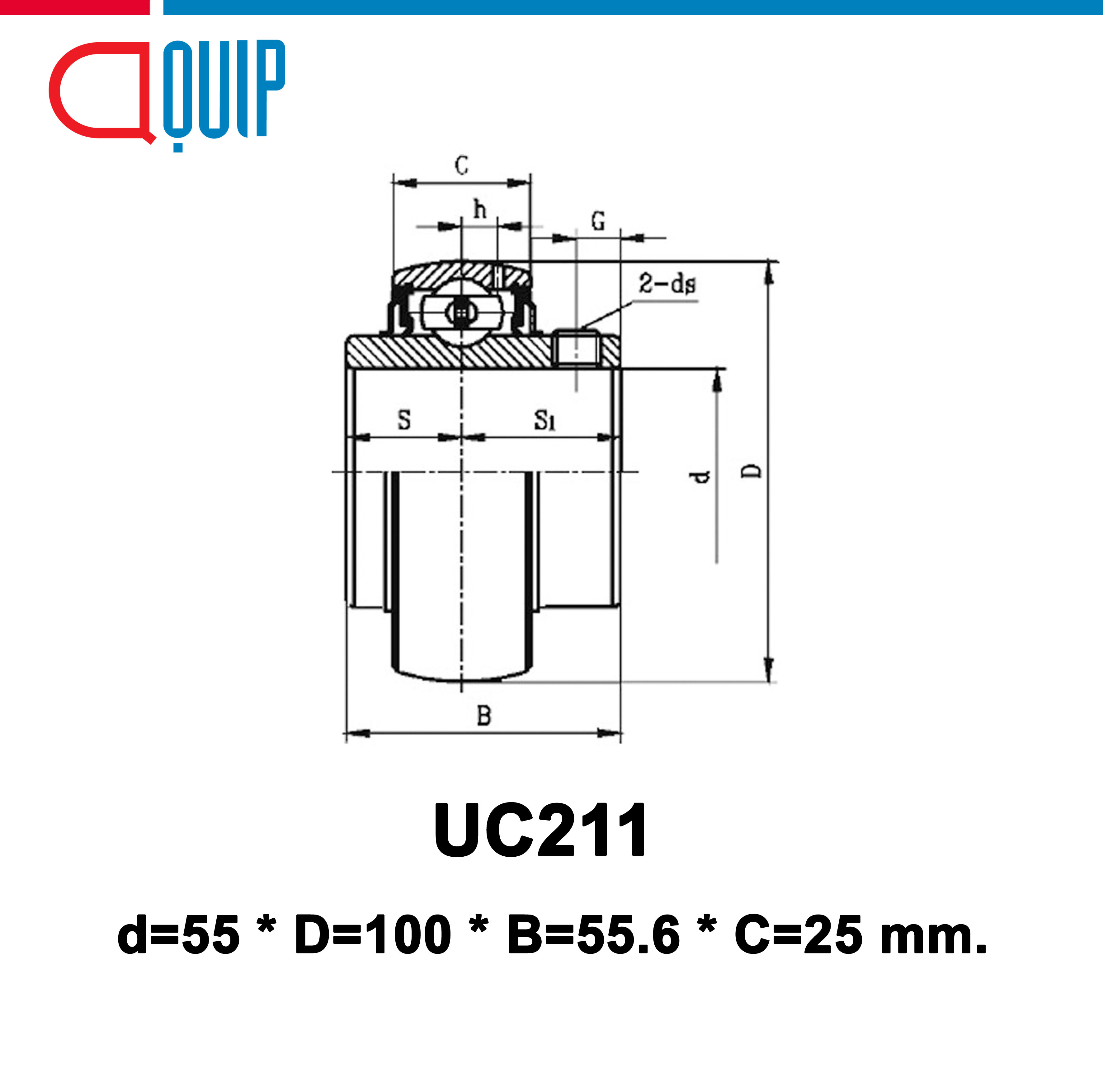 UC211 UBC ตลับลูกปืน Bearing Units UC 211 ( เพลา 55 มม. ) - AQUIP ...