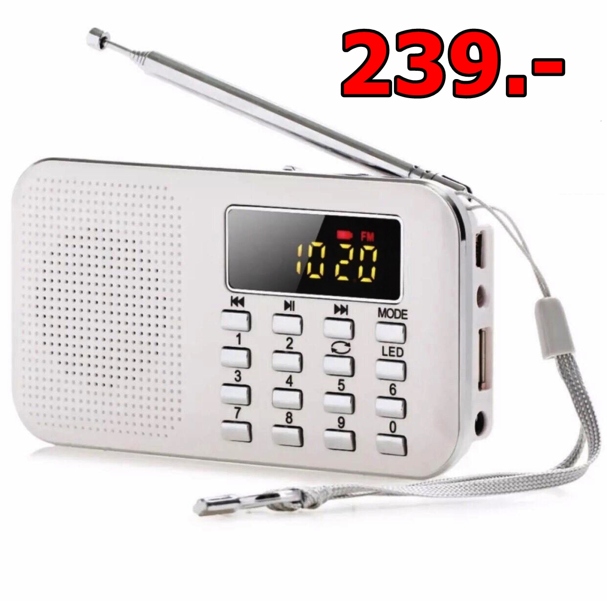 L-218 AM Rechargeable Portable Mini Speaker LED Digital Auto Scanner AM FM Radio with USB port TF micro SD card slot - intl รุ่นเดียวกับ วิทยุ ธรรมะ TV Direct Music Box Radio กล่องสวดมนต์ กล่องเสียง ธรรมวิทยุ วิทยุพกพา หูหิ้ว วิทยุธานินทร์ วิทยุฟังธรรมะ