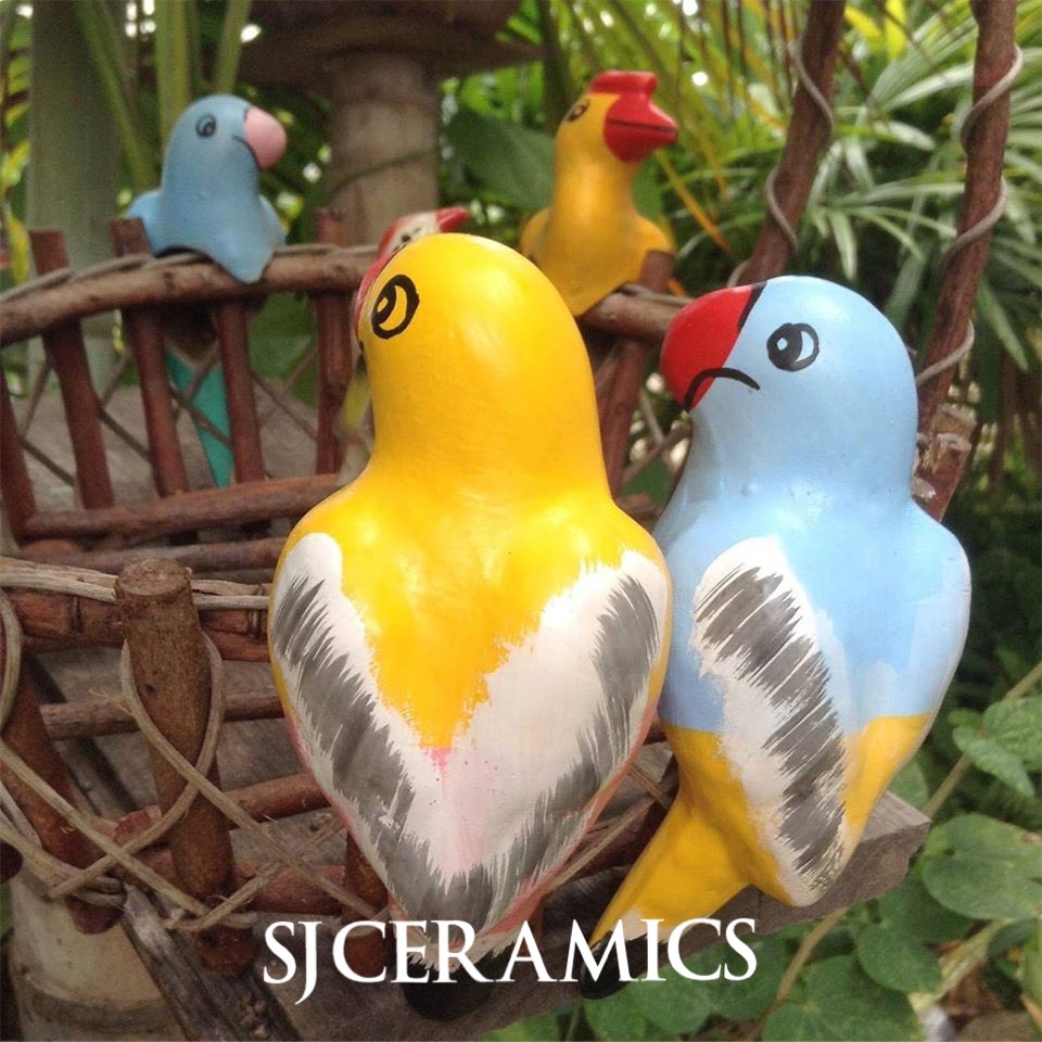 นกแก้ว นกเงือก ขนาดเล็ก 12-14 ซม. เซรามิคนก ตุ๊กตาแต่งสวน นกเกาะ เซรามิคสัตว์ ตุ๊กตาเซรามิค
