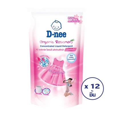 D-NEE CONCENTRATED LIQUID DETERGENT – PINK - ORGANIC ROSEMARY - REFILL 600ML. (12 PCS.)