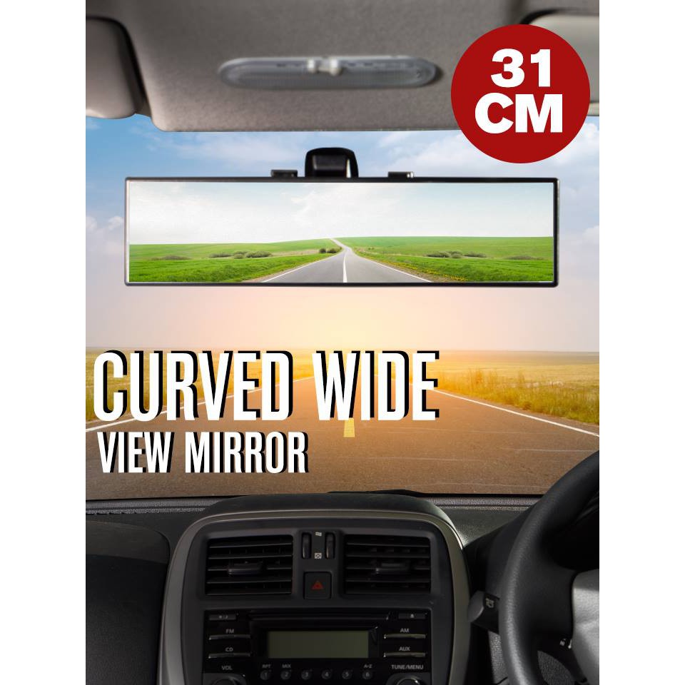 ์์N-Shop ร้านไทย กระจกมองหลังแบบโค้ง มุมกว้าง ติดรถยนต์ กระจกมองหลังรถยนต์ กระจกส่องหลัง ในรถยนต์ Curved Wide View Mirror ์ของใช้ทั่วไป ( COD )