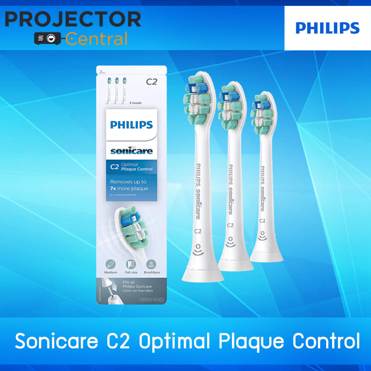 [ หัวแปรงสีฟันไฟฟ้า ] Philips Sonicare C2 Optimal Plaque Control Toothbrush Head, 3 Pack