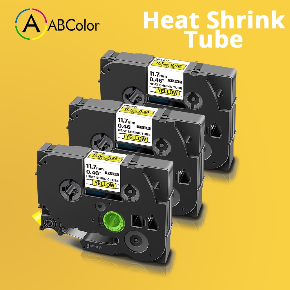 3PK Compatible Brother hse631 Hse231 Labels 12mm Heat Shrink Tube