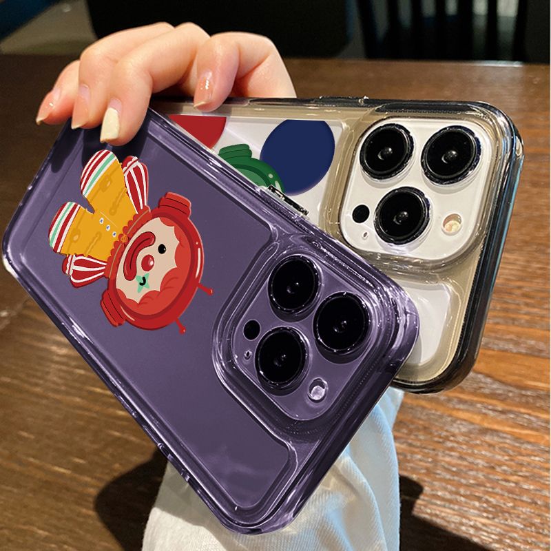 For IPhone 14 Pro Max IPhone Case Thickened TPU Soft Case Clear Case Shockproof Red Clown Girl Compatible with For 13 Pro Max