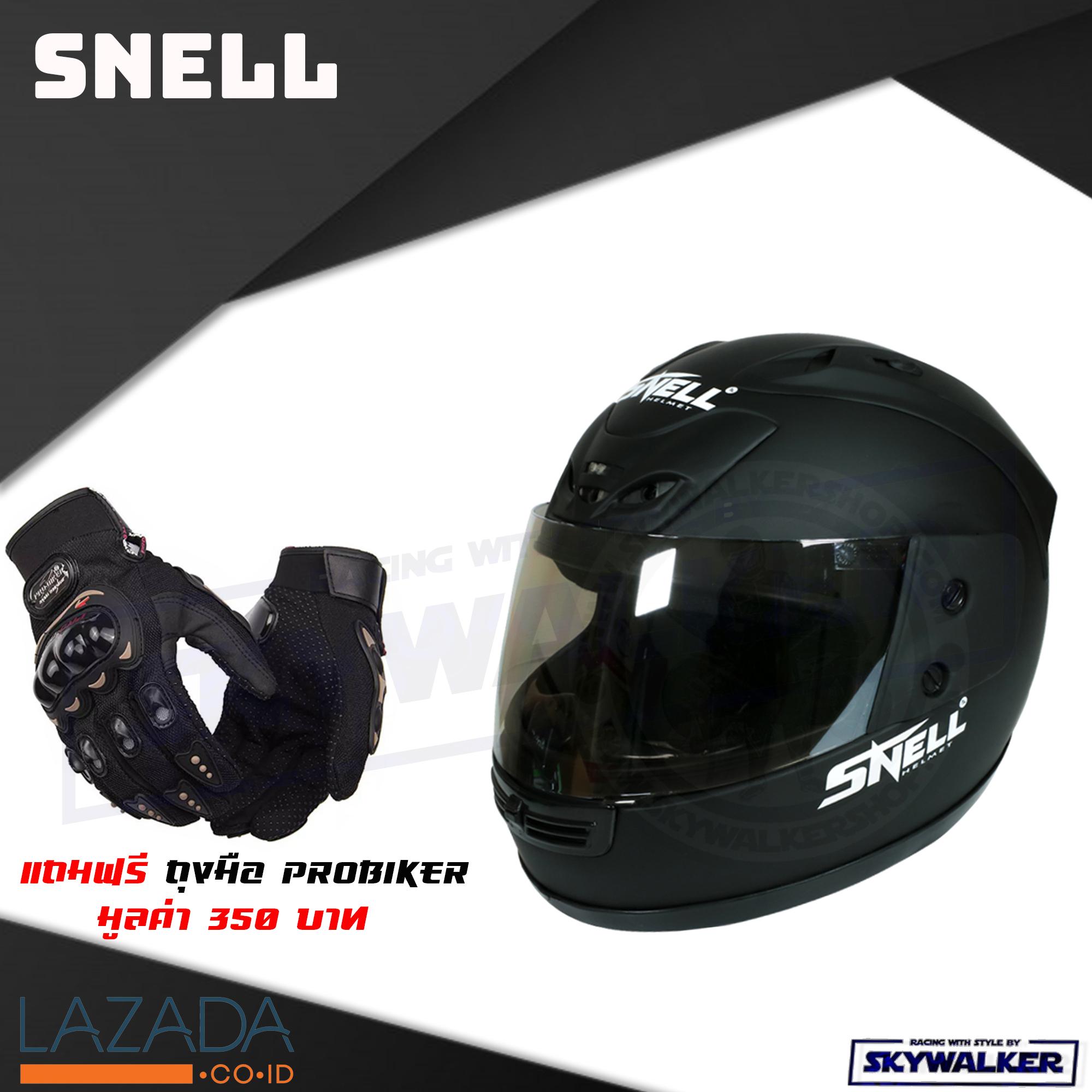 SNELL หมวกกันน็อค Snell Ruyki สีดำด้าน แถมฟรี!!! ถุงมือPro Biker มูลค่า 350 บาท