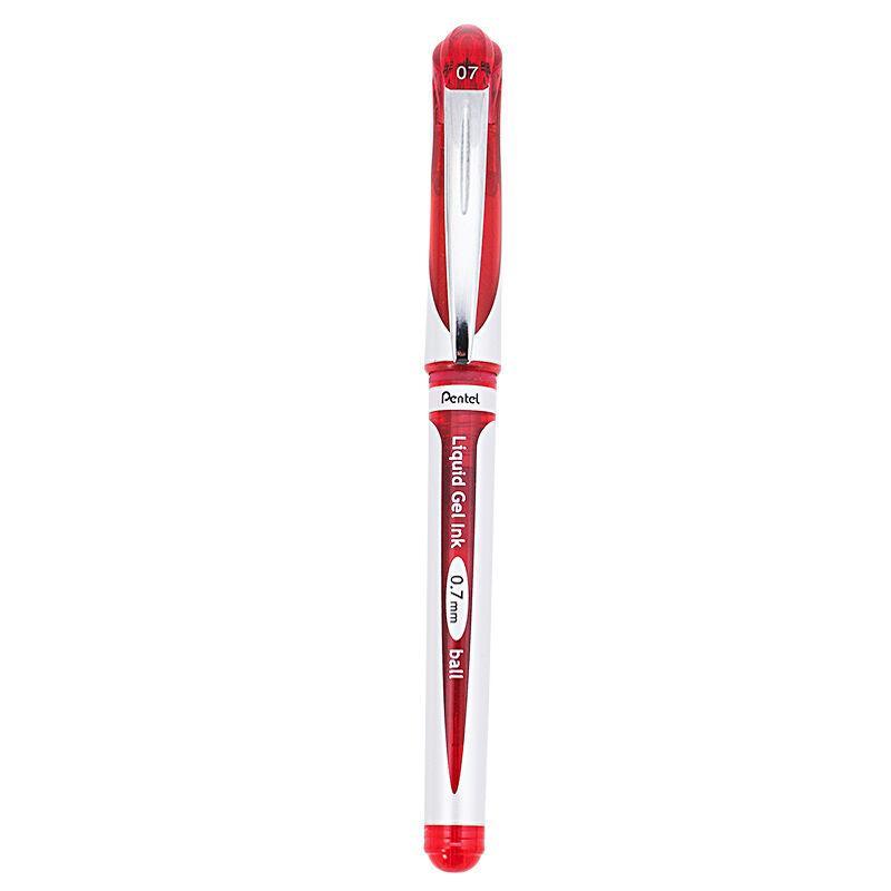 Electro48 เพนเทล ปากกาหมึกเจล รุ่น Energel BL57-B ขนาด 0.7 มม. ด้ามสีเงิน หมึกเจลสีแดง