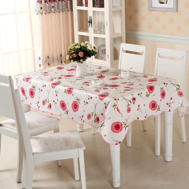 ผ้าปูโต๊ะ Table Clothทรงสี่เหลี่ยมผืนผ้าลายดอกไม้ สีขาว
