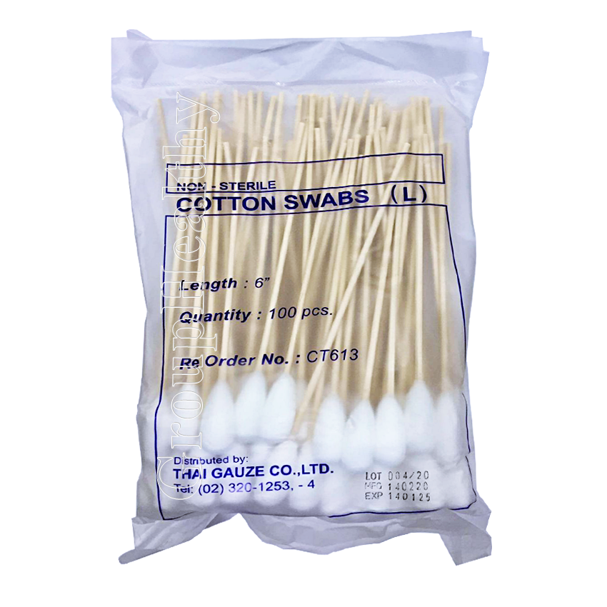 Cotton Swabs Thai Gauze ไม้พันสำลี/สำลีพันก้าน ความยาว 6 เบอร์ L 100  ชิ้น/ห่อ | Lazada.Co.Th