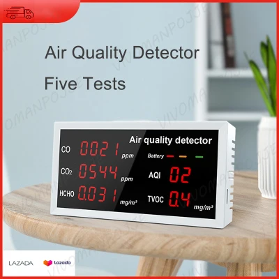 Multifunctional Digital Display High Accuracy CO CO2 HCHO TVOC Detector Air Quality Analyzer Monitor