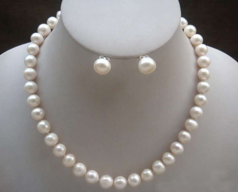 7-8MM White Akoya Cultured Pearl Necklace Bracelet Earring Set AAA