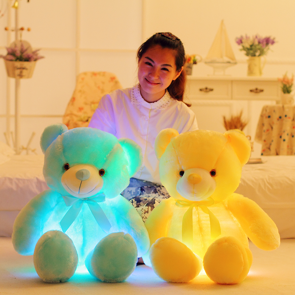 Creative LIGHT LED ตุ๊กตาตุ๊กตาหมีตุ๊กตาหนานุ่มสีสันเรืองแสงของขวัญตุ๊กตาหมีสำหรับเด็ก 50 ซม ตุ๊กตา