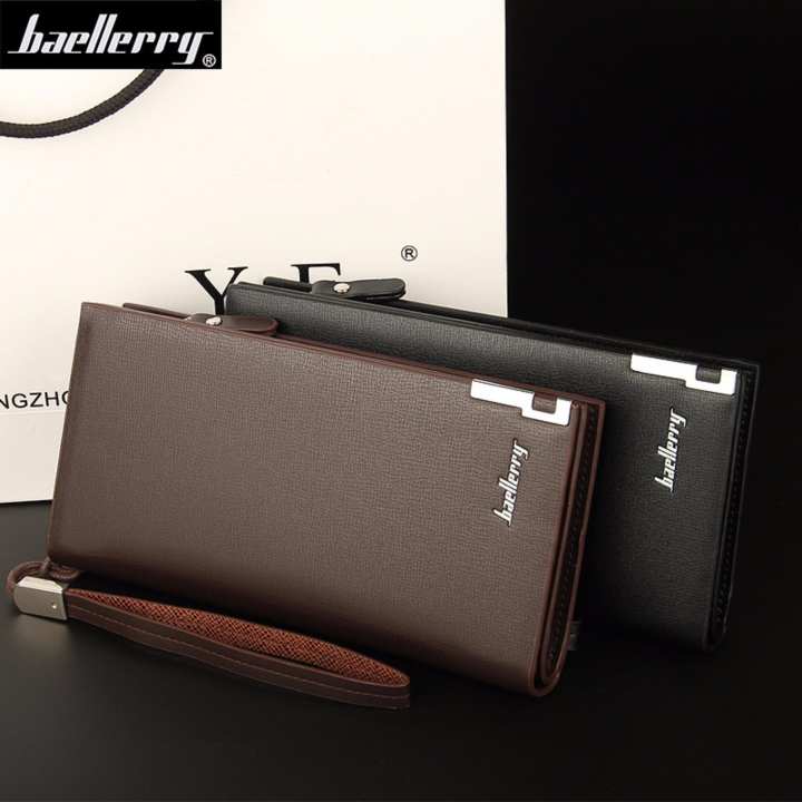 กระเป๋าสตางค์ผู้ชาย ทรงยาว แบรนด์อิตาลี งานนำเข้า ของแท้ 100% (สีน้ำตาล)