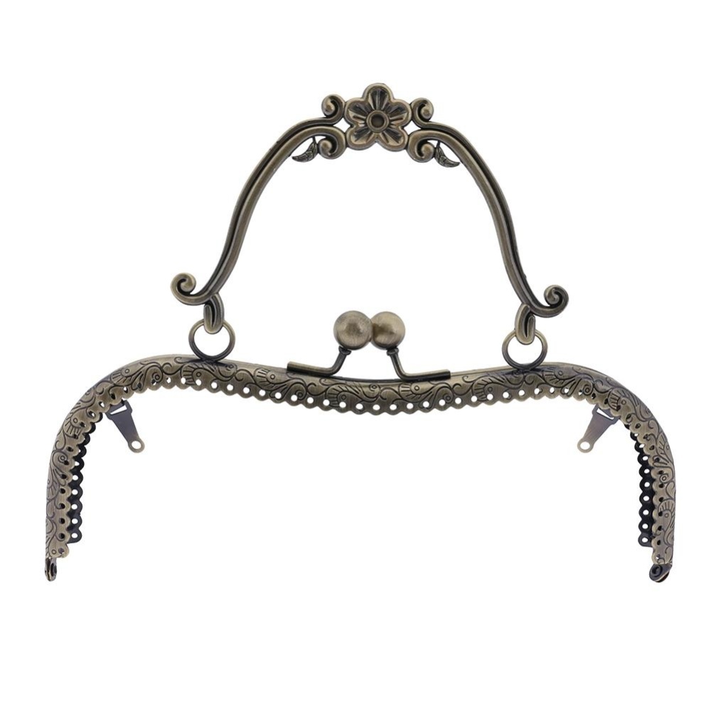 (Enter Our Store All Product Enjoy Free Shipping)20.5cm Vintage Purse Frame Clutch Bag Clasp with Handle DIY Accessories(Bronze)