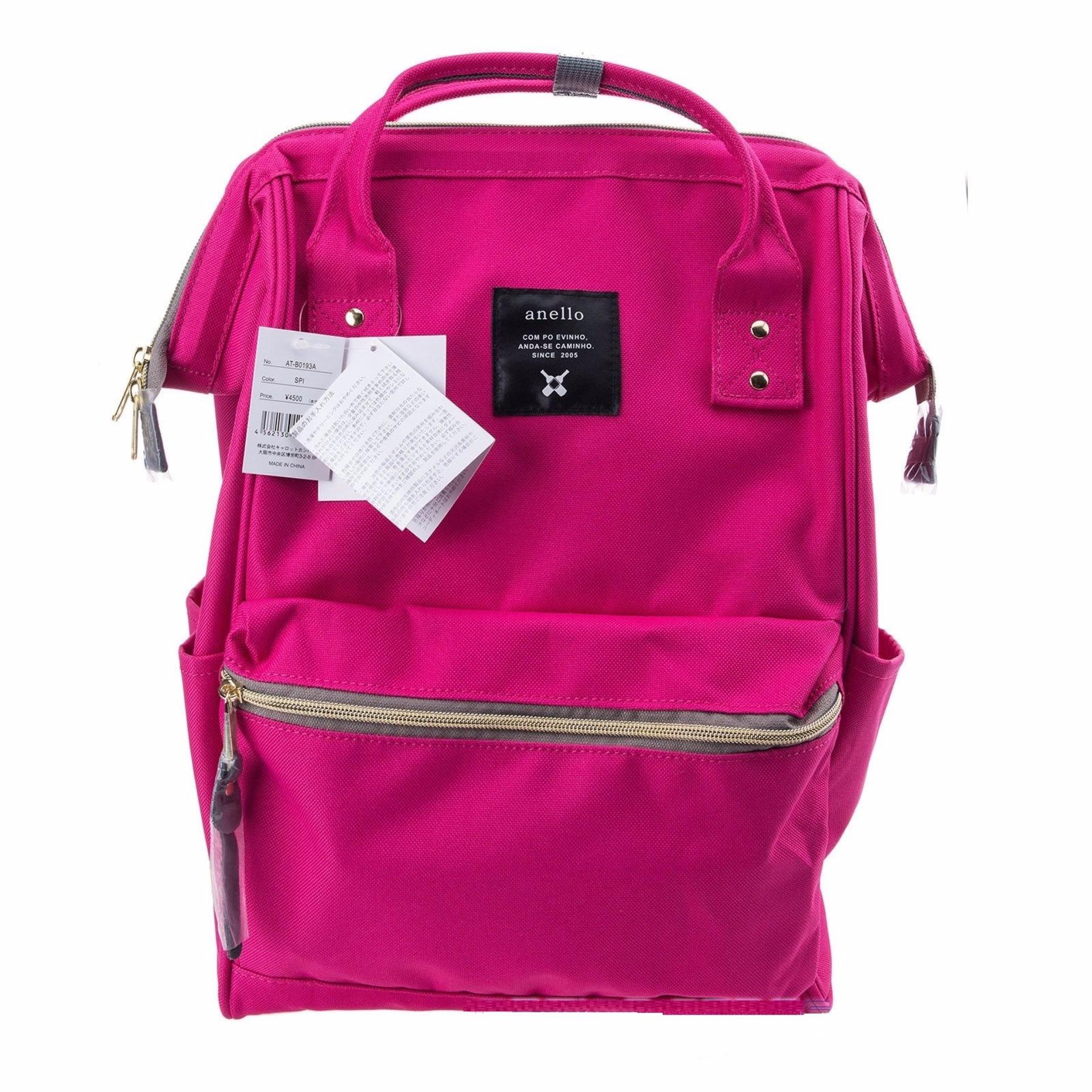 กระเป๋าสะพายหลัง Anello Canvas Unisex Backpack Shocking Pink (Classic Size) - Japan Imported 100%