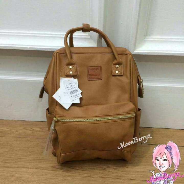 ANELLO กระเป๋าเป้สะพายหลัง รุ่นหนังนิ่ม PU Leather ของแท้ - สีเบจ Biege ไซส์มินิ MINI แบรนด์อเนลโล สุดฮิตจากญี่ปุ่น ขนาดเล็กกลางใหญ่พอดี สไตล์วินเทจฮิปสเตอร์ สีพาสเทลน่ารัก