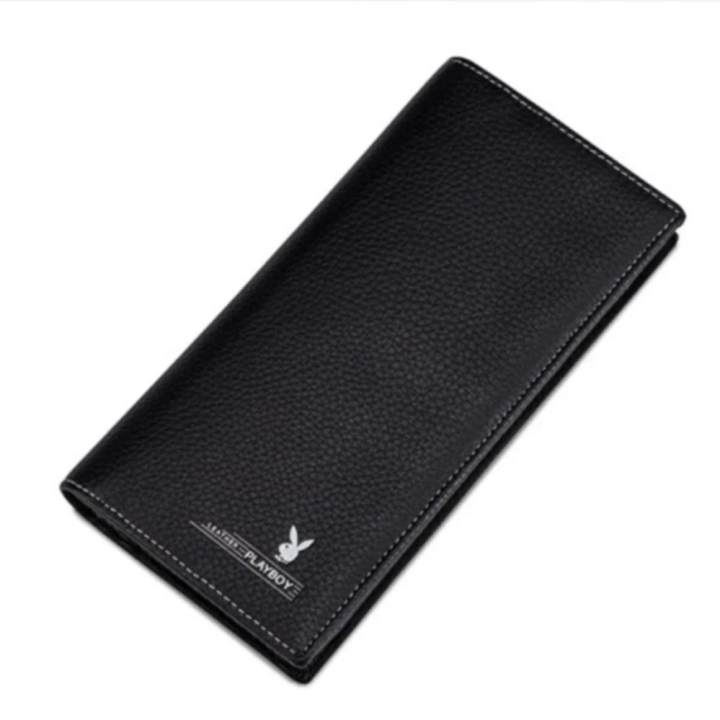 APP SHOP กระเป๋า PLAYBOY กระเป๋าสตางค์ผู้ชาย ทรงยาว (สีดำ)