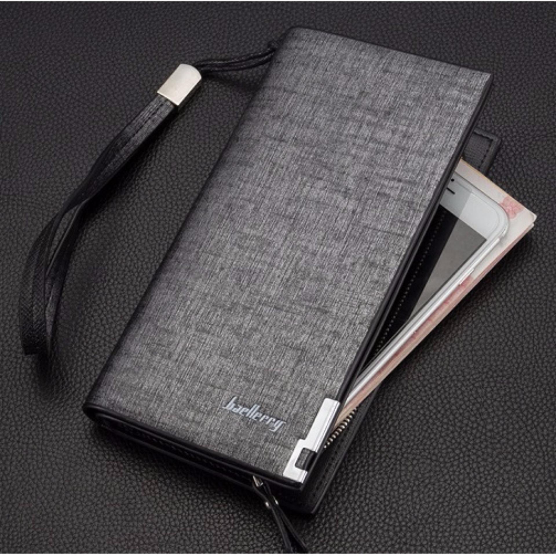 Areeya@Shop แฟชั่น กระเป๋าสตางค์ทรงยาว คุณภาพพรีเมี่ยม สีเงิน BAELLERY / Wallet-205-Silver