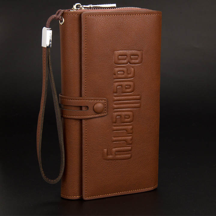 baellerryกระเป๋าสตางค์ใบยาวสำหรับผู้ชาย (สีน้ำตาลเข้ม) (สีน้ำตาลเข้ม)