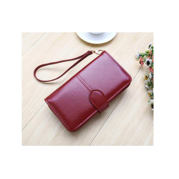BAELLERRY กระเป๋าสตางค์ผู้หญิง กระเป๋าตังค์ผู้หญิง กระเป๋าเงินผู้หญิง กระเป๋าแฟชั่นผู้หญิง กระเป๋าใบยาว มีสายคล้องแขน ( brown )